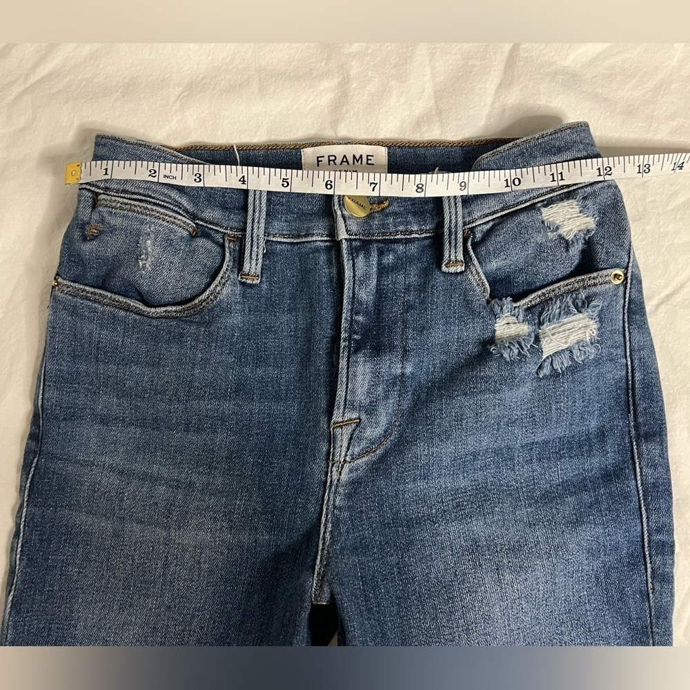 Frame Le High Skinny Distressed Blue Jeans 25 - Picture 9 of 12